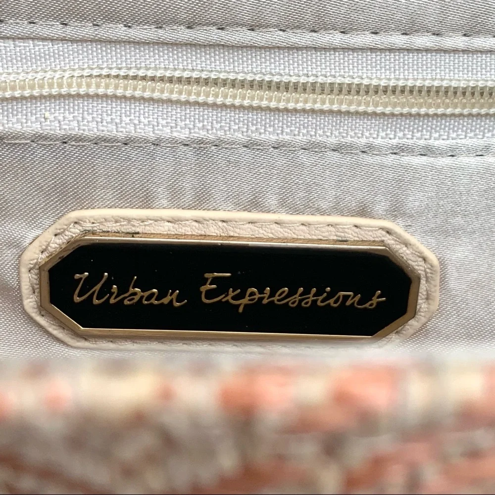Urban Expressions Rose Gold & Cream Envelope Clutch Chain Strap Purse